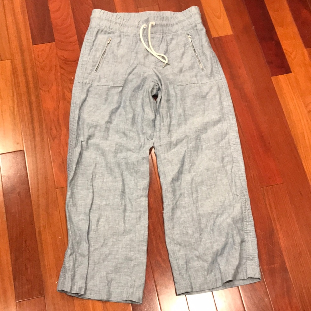 Athleta Light Blue Wide-Leg Linen Pants